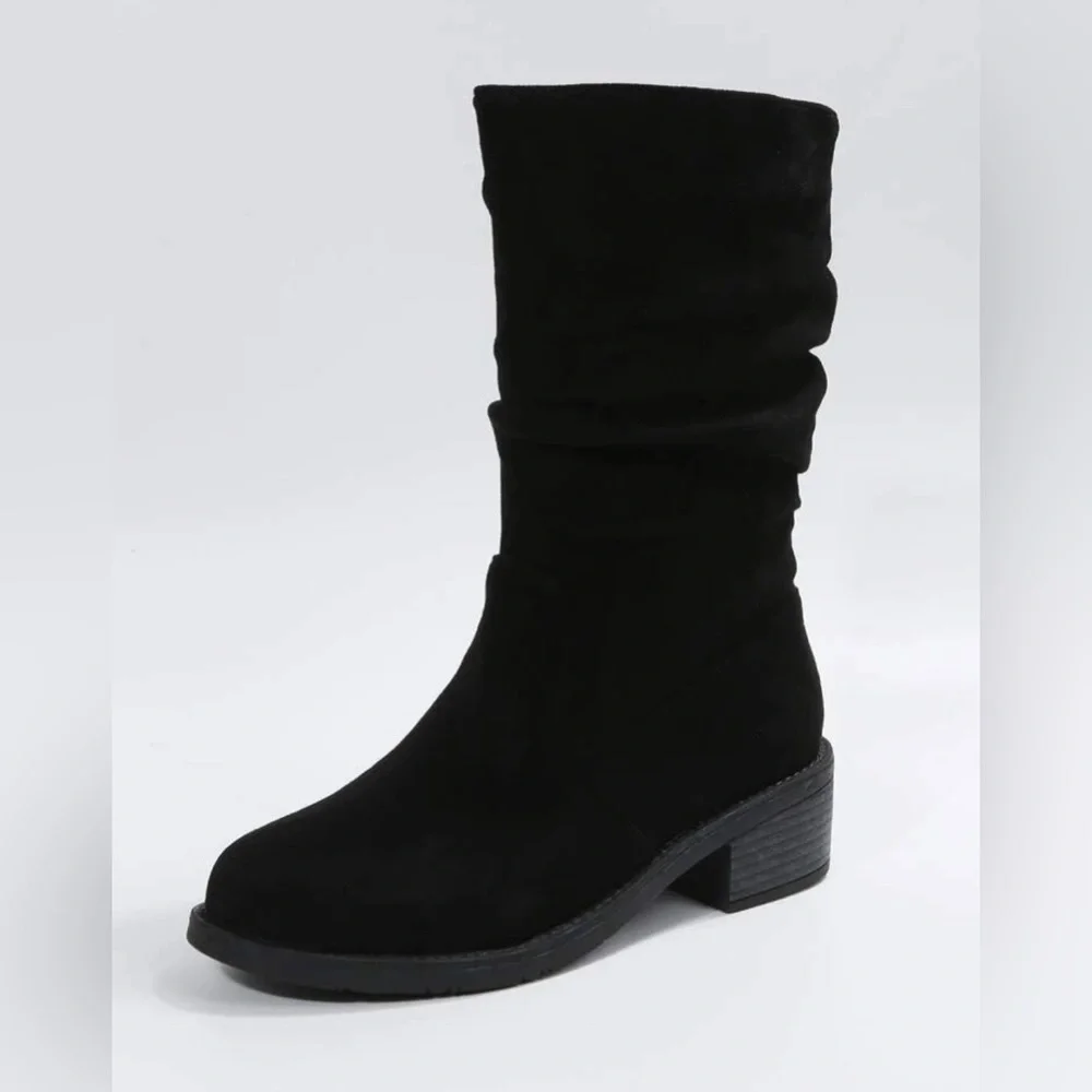 New Suedette Slip On Slouchy Boots - Picture 1 of 7
